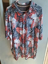Walter Hagen Men XL Perfect 11 Golf Polo Navy Blue Tropical Floral Performance 7