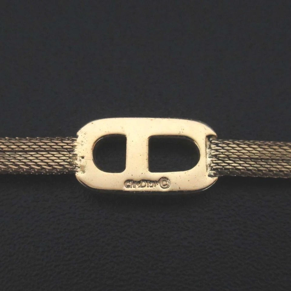 Vintage Christian Dior Bracelet CD Logo Mesh Chain Gold Tone Dior 80s 90s - Image 4 of 4