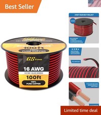 16 Gauge Wire 100ft Oxygen Free, OFC Pure Copper Electrical 12v Low Voltage S...