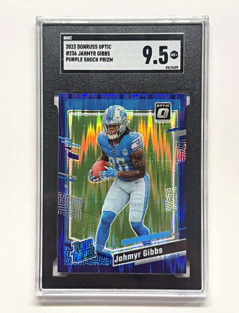 Jahmyr Gibbs 2023 Panini Donruss Optic Rated Rookie Purple Shock