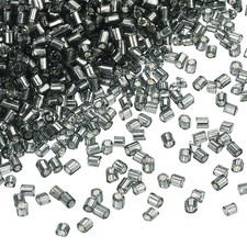 1400Pcs Glass Bugle Beads, 1.5x1.5mm Loose Bead Silver-Gray