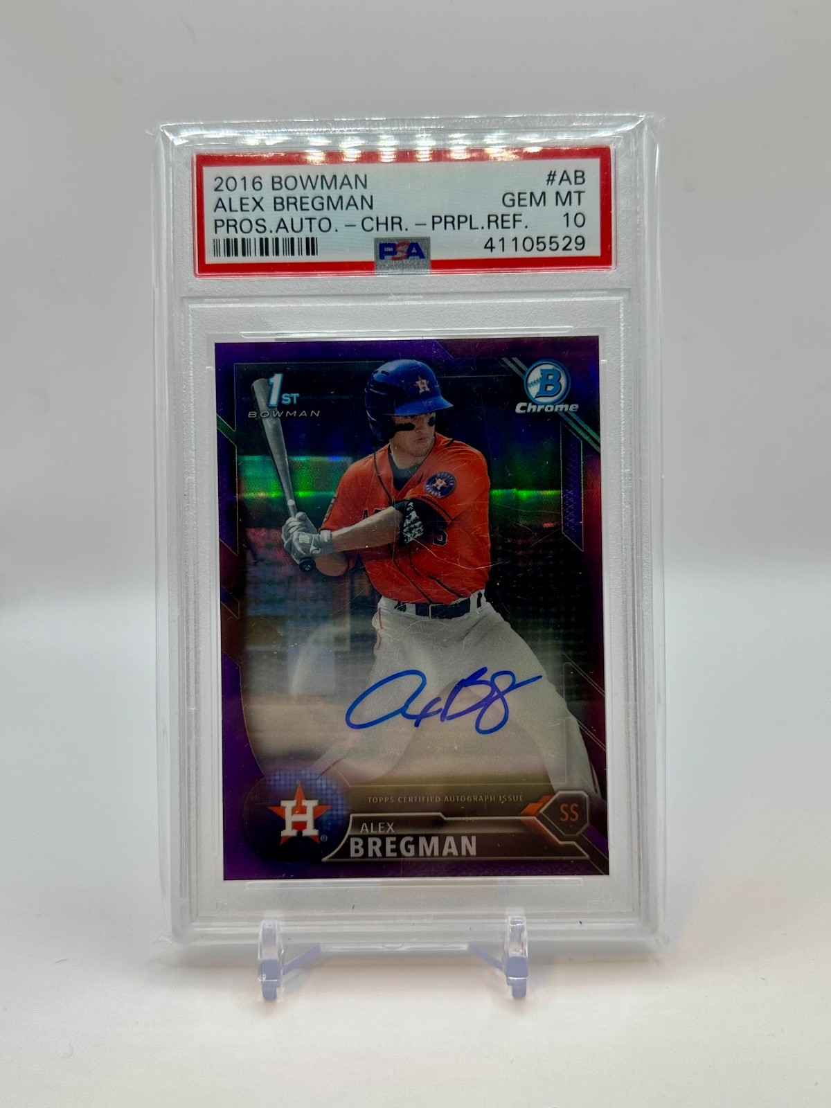 2016 Bowman Chrome Prospect Purple Refractor 58/250 Alex Bregman PSA 10 Auto
