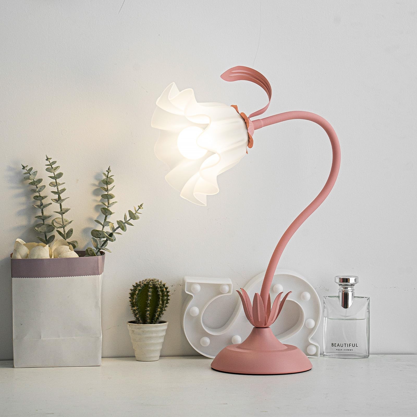 Lampe de bureau LED fleur orientable avec bras en métal flexible DIY