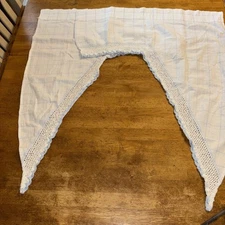 Lorraine Home Fashions Embroidered  Swag  54 Wx12 X34 Ends White Blue Check