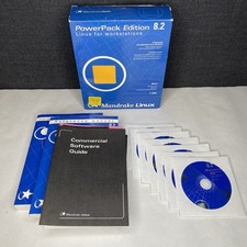 Linux Mandrake 8.2 PowerPack Edition Operating System Software 7 CD'S Manuals