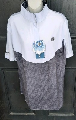 NWT ROMFH Chill Factor Infinity 3X Quarter Zip Shirt Show Riding Top White Gray