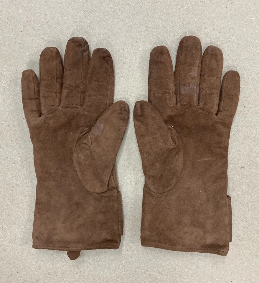 *RALPH LAUREN ДАМЫ КОРИЧНЕВАЯ ЗАМША ЗИМНИЕ ПЕРЧАТКИ ПОЛИЭСТЕР ФЛИСОВАЯ ПОДКЛАДКА РАЗМЕР MED - Изображение 3 из 4