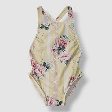 Seafolly Kids Girls Yellow Pink Nana House Tank One-Piece Bikini Swimwear Size 4