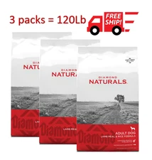 3 Packs -Diamond Naturals Adult Dog Lamb Meal & Rice Formula Dry Dog Food, 40Lb
