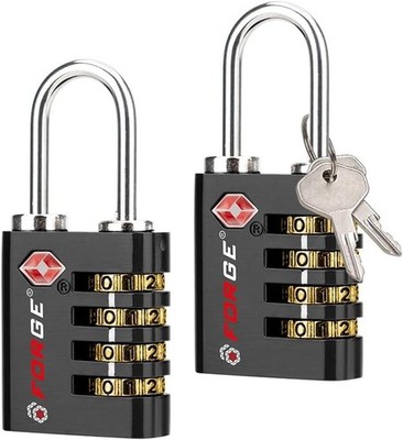 Forge Dual-Opening: Key or Combination Lock, TSA Approved Black 2 Pack