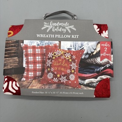 Sew Simple Wreath Pillow Kit Makes Two Pillows 16 1/2  X 16 1/2  Holiday Xmas