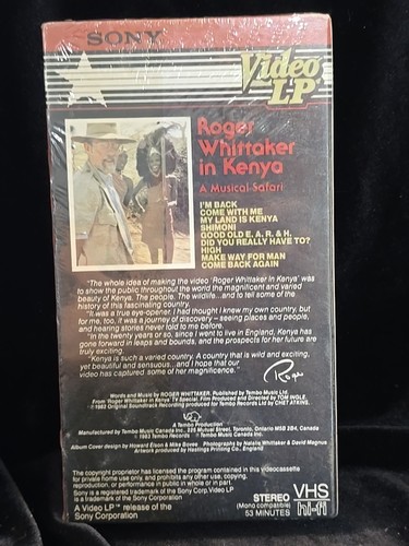 Roger Whittaker in Kenya: A Musical Safari Rare VHS Tape 1983 New Factory Sealed - Foto 2 di 3
