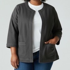 Kasper Jacket 2x Black Jean Denim Collarless ...