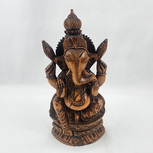 Vintage Rare Hand Carved Wood Worship Hindu God Ganesha Figure Deity Statue - Picture 1 of 10