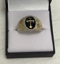 Men’s Black Hills Gold Coleman Co 10k Gold  & 925 Sterling Silver Cross Ring