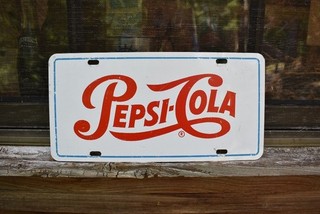 VINTAGE PEPSI STEEL BOOSTER LICENSE PLATE TAG SIGN