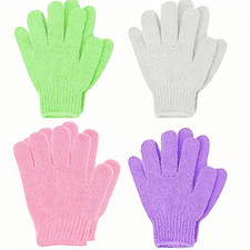 4 Pairs Exfoliating Bath Gloves, Nylon Double Sided Exfoliating Gloves for Beaut