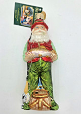 Old World Christmas Fly Fishing Santa Ornament 40209 Hand Blown Glass