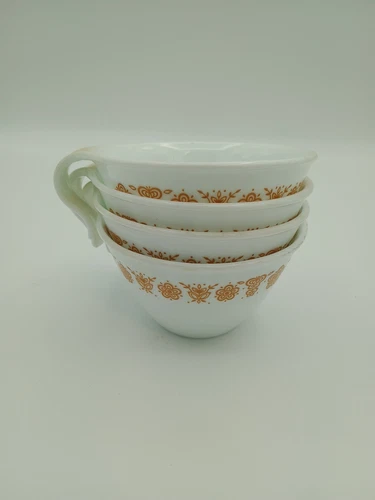 Corelle Butterfly Gold Tea/Coffee Cups Set Of 4 Vintage Corning Ware