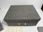 LINEN PHOTO ORGANIZER BOX With Dividers, Foldable Design & Self-Stick Labels NIB — photo 1