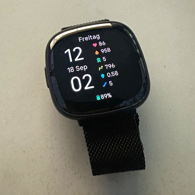 Fitbit Sense 2 Smartwatch GPS schwarz, schwarzes Armband, Android iOS