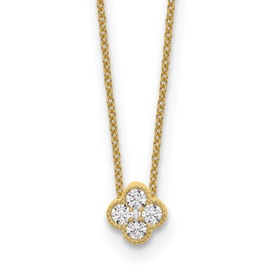 0,25 kt im Labor gezüchteter Diamant Blüte Anhänger 18'' Halskette 14 K Gelbgold (VS/SI, GH)