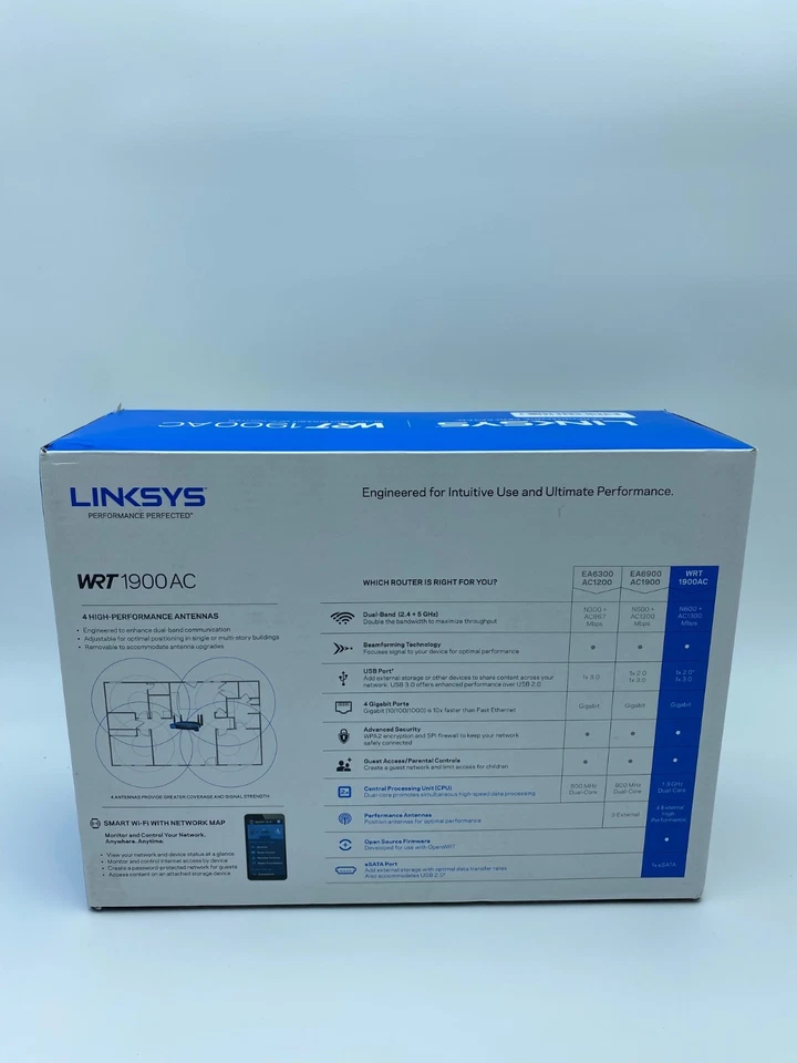 Linksys WRT1900AC Dual-Band Wi-Fi Router – 1300 Mbps, 4-Port Gigabit, NEW - Image 4 of 4