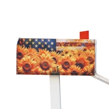 Sunflower Magnetic Mailbox Cover, 21x18in Patriotic Mail Box Covers Magnet 