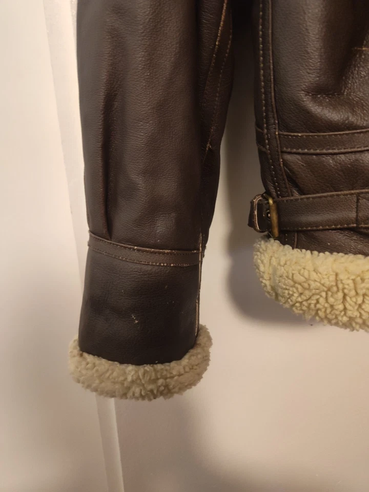 Chaqueta Bomber Aviador Vintage B3 Marrón Piel de Oveja Cuero Wilson Talla Med Foto 4 de 4