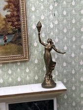 1:12 Art Deco Style Sculpture  Women With Torch Gold Right Facing
