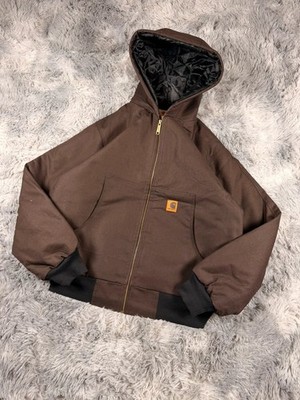 Carhartt Active Jacket Reworked Full Zip Hooded Dark Brown - Size XL