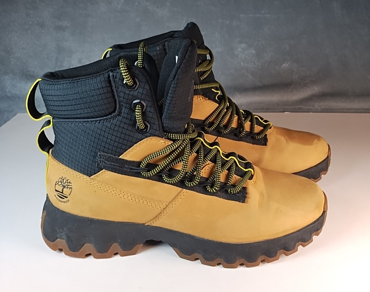 Timberland Mens Greenstride Edge Waterproof Boots Size 8 Wheat Nubuck A2KT2 EUC image 5