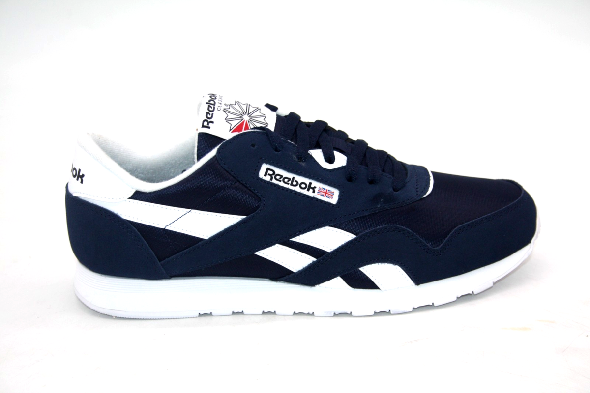 REEBOK CLASSIC NYLON RUNNING SHOE GY7234 NAVY/WHITE MENS SIZE 12