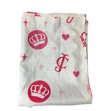 Juicy Couture Pink Crown Heart Monogram Shower Curtain White Textured Fabric