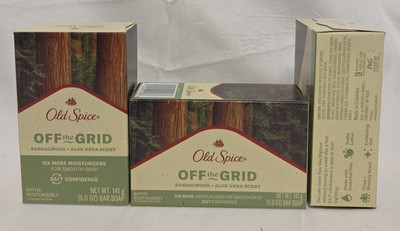 (3 Ct) Old Spice Off the Grid Sandalwood + Aloe Vera Scent Bar Soap 5 oz. ea