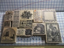 Magenta Lot #1 rubber stamps 12 assorted Victorian Christmas Golf House Fruit