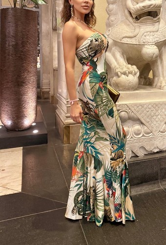 Vestido de noche de safari jersey de seda elástico Roberto Cavalli IT40/UK8/US4/FR36 - Imagen 9 de 23
