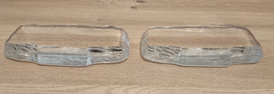 Sehr schwere konturierte & gestufte dicke Glasständer - je 1,2 kg