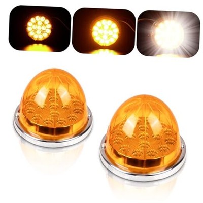 2PCS Multi-function Watermelon Lights - 17 LED Lens with Stainless Steel Amber