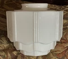 Vint Art Deco Milk Glass Octagon Skyscraper 7.5” Ceiling Lamp Shade 4” Fitter VG