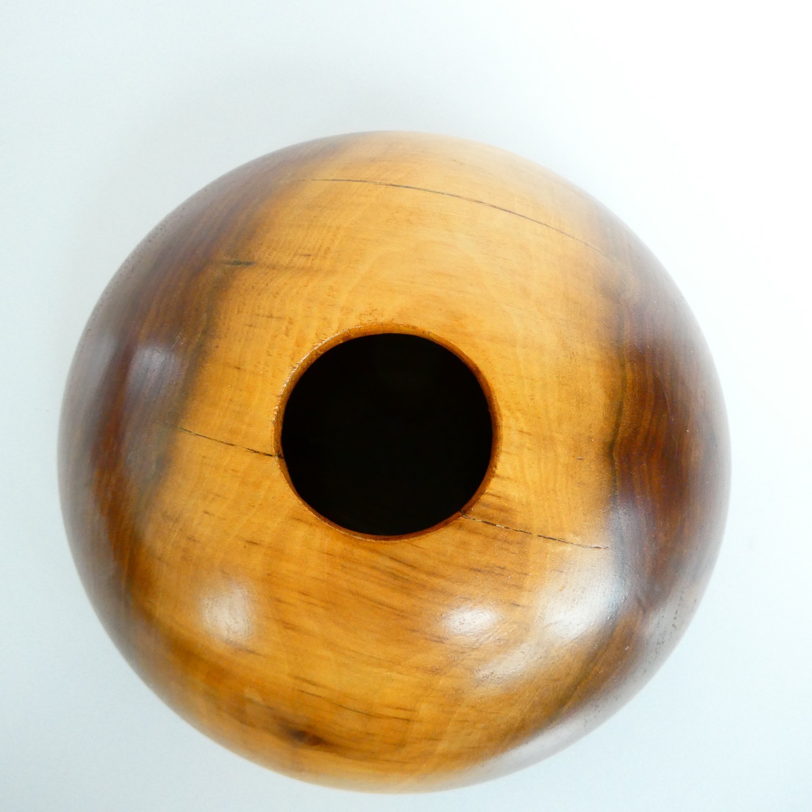 Artisan Hand Turned  Wood Bowl Vase Half Circle Flat Base  9.5x4 inch Handmade