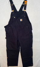 Carhartt Men's sz L Short Loose Fit Firm Duck Insulated Bib Overalls Navy Blue
