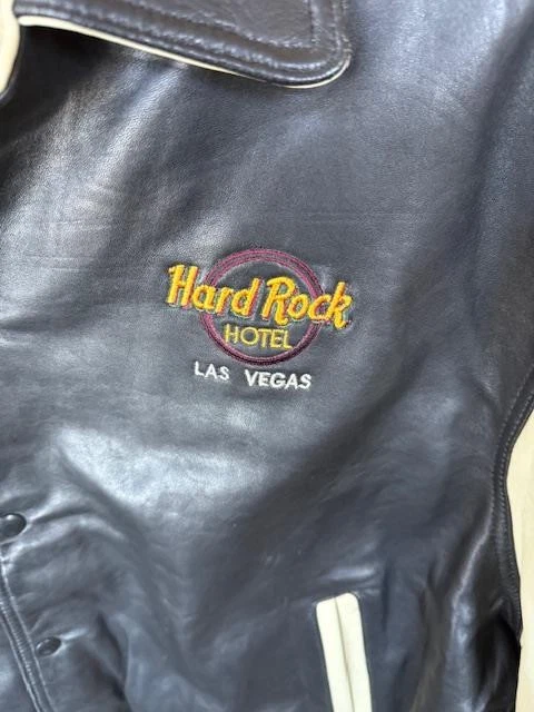Chaqueta de bombardero de cuero vintage Hard Rock Hotel Las Vegas 3XL EE. UU. Hecha en Unión Foto 2 de 4