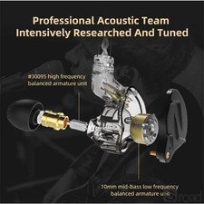 1BA+1DD In-Ear Earphones, Detachable Cable, Noise Isolating, Black