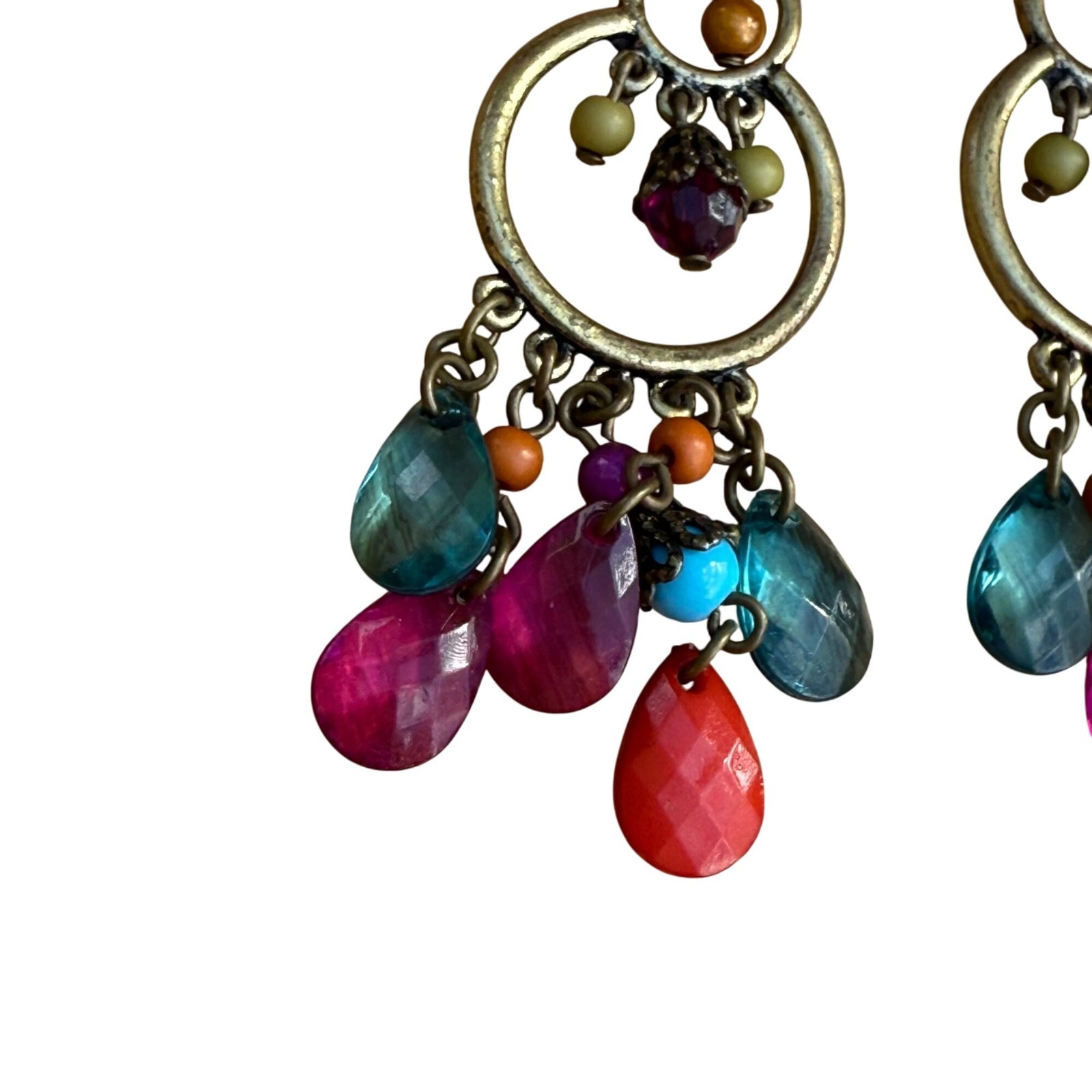Multicolor Teardrop  Beaded Dangle Drop Earrings … - image 3