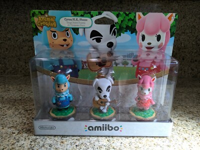 Animal Crossing Amiibo Figure Cyrus K.K. Reese 3 Pack USA New Horizons Leaf 