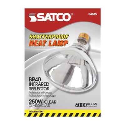 Satco S4885 - 250 Watt R40 Shatterproof Heat Lamp Bulbs - 2700K (6 or 12 PK)