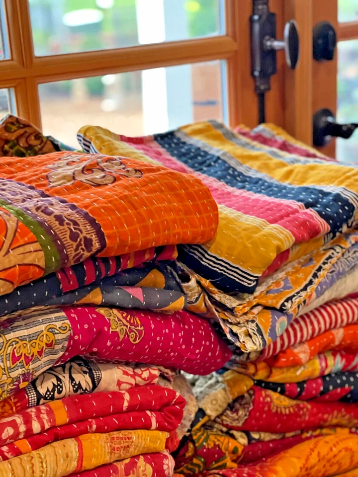 Wholesale Lot 10 PC Throw Blanket Kantha Quilt Indian Vintage Cotton Bedspreads - Image 4 of 4