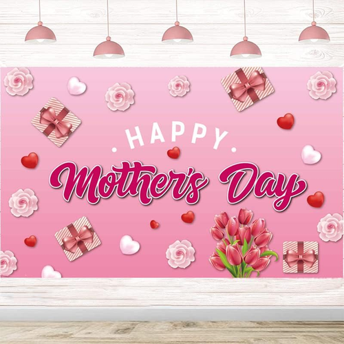 Happy Mother'S Day Decorations Backdrop, Mother'S Day Decorations Banner for Mot