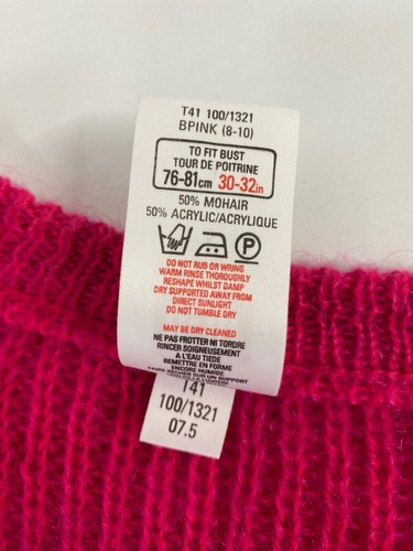 St Michael mohair cardigan vintage womens S/M cerise pink 50% mohair jacket 238 - Picture 5 of 5